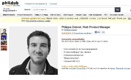 CV de Phil Dub, similar a una página de Amazon