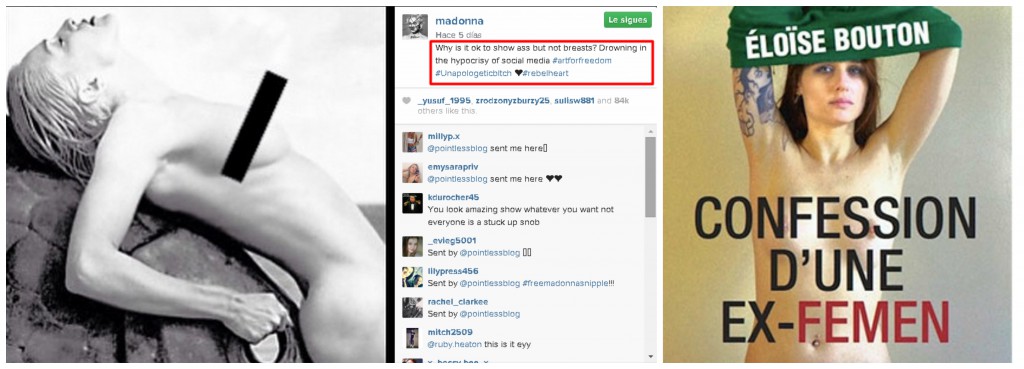Collage fotos de Madonna en Instagram y portada del libro de Eloise Bouton