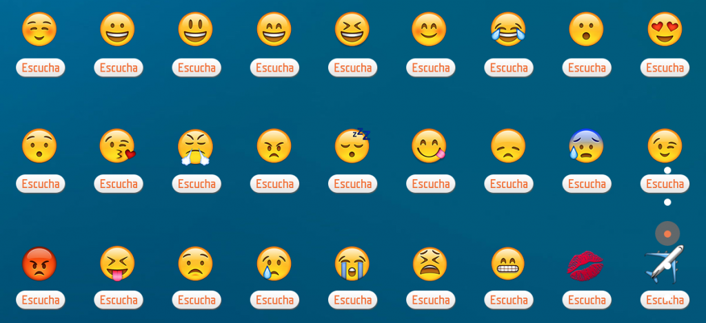 Captura de pantalla de los emoti sounds, aplicación para que las personas con discapacidad visual identifiquen a través del sonido, los emojis
